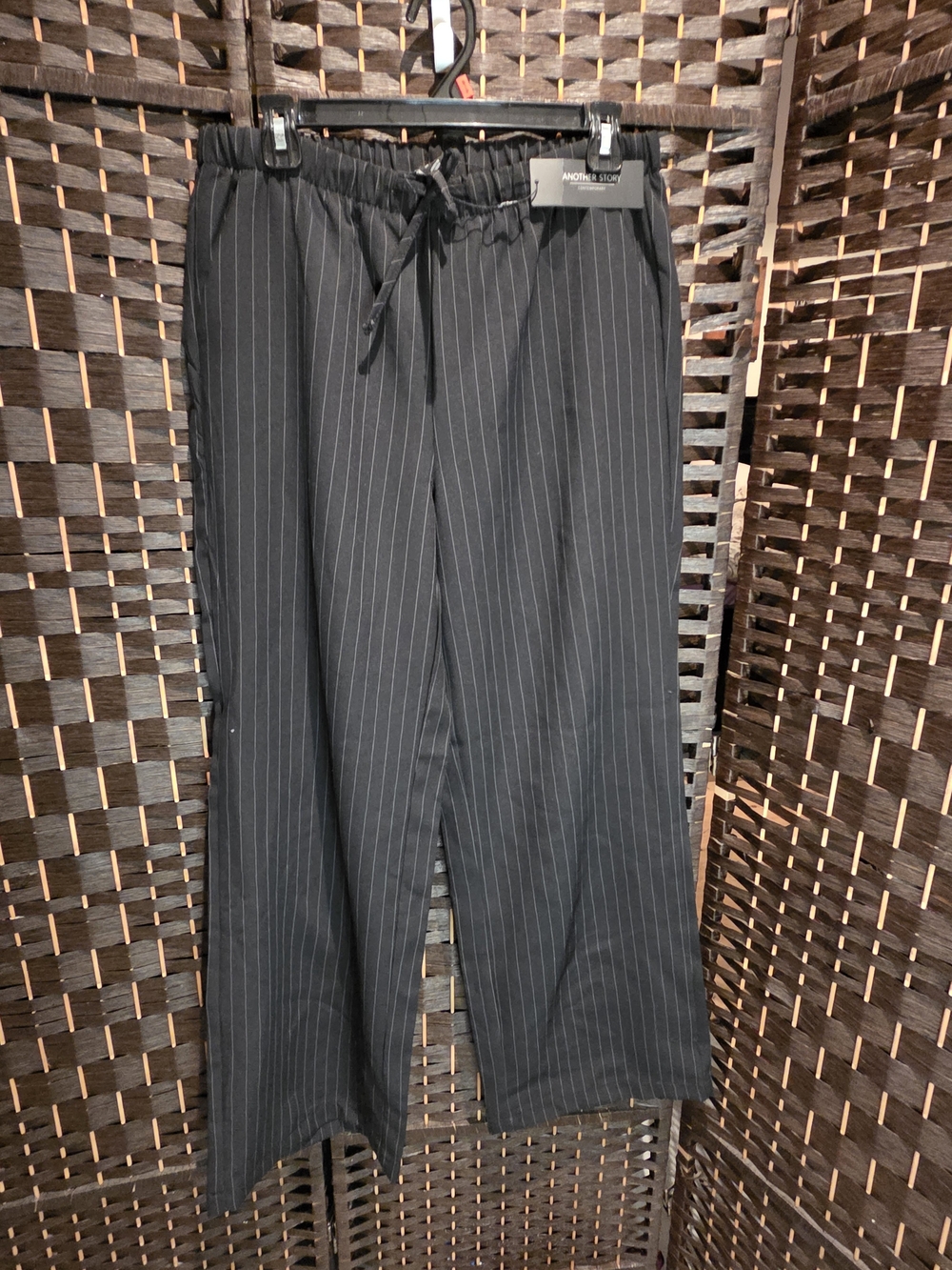 BNWT Womens Black Pinstripe Drawstring Pants